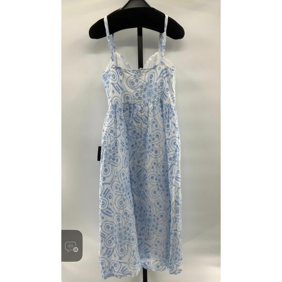 New! Lulu's Wm'S Sunny Poise White Cotton Eyelet Blue on White Midi Dress L# 50 - Picture 9 of 10